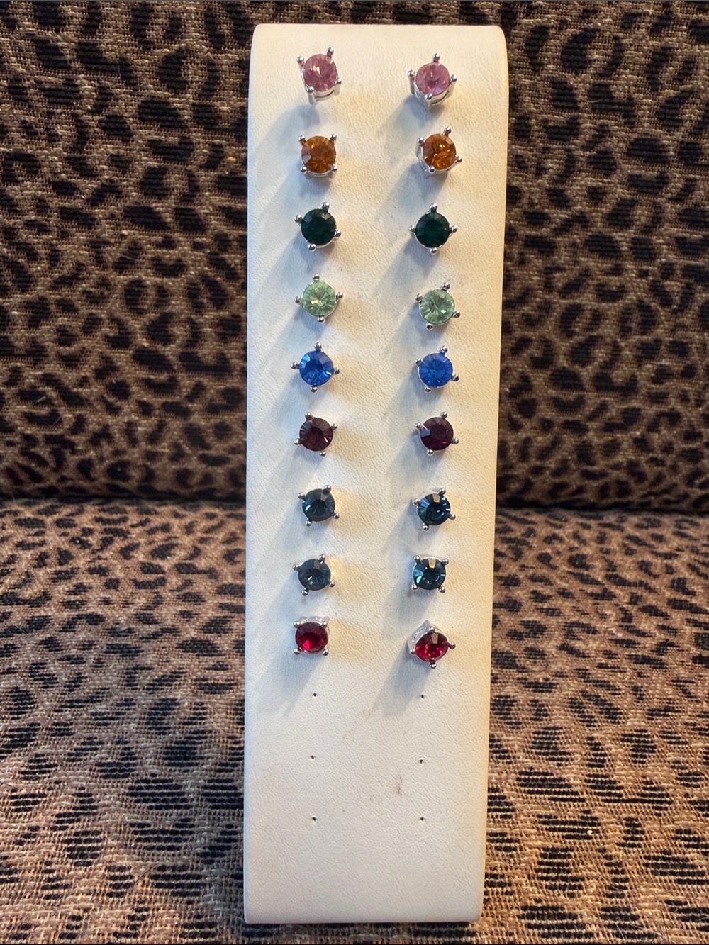 Set of Nine Classic Multi-Color Stud Earring Set-Assorted Gem Colors.Brand New!